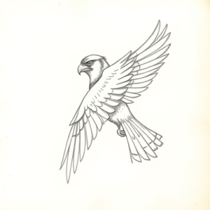 Loose Pencil Sketch Falcon Tattoo