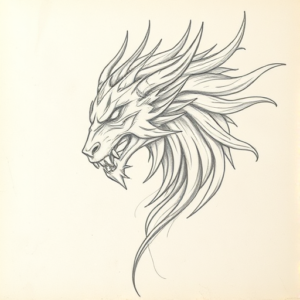 Loose Pencil Sketch Fenrir Tattoo