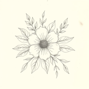 Loose Pencil Sketch Floral Tattoo