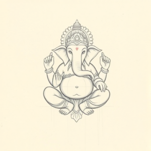 Loose Pencil Sketch Ganesha Tattoo