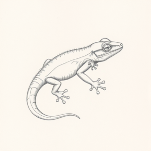 Loose Pencil Sketch Gecko Tattoo