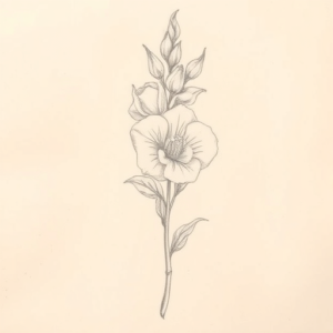 Loose Pencil Sketch Gladiolus Tattoo