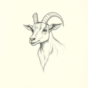 Loose Pencil Sketch Goat Tattoo