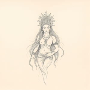 Loose Pencil Sketch Goddess Tattoo