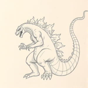 Loose Pencil Sketch Godzilla Tattoo