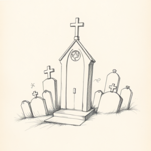 Loose Pencil Sketch Graveyard Tattoo