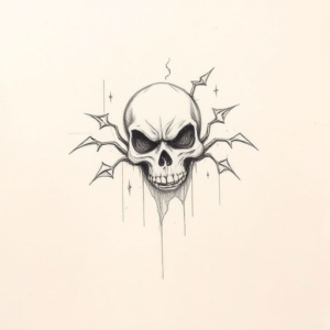 Loose Pencil Sketch Halloween Tattoo