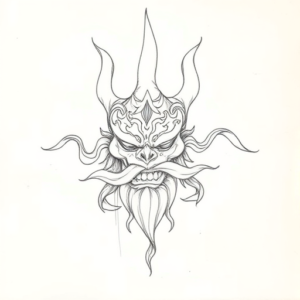 Loose Pencil Sketch Hannya Tattoo