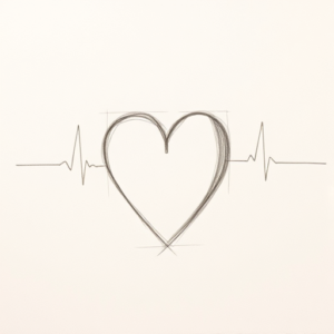Loose Pencil Sketch Heartbeat Tattoo