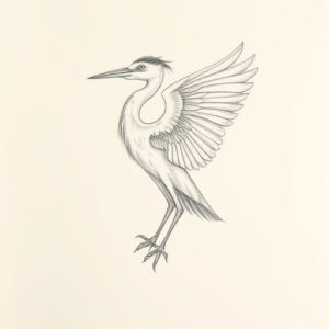 Loose Pencil Sketch Heron Tattoo
