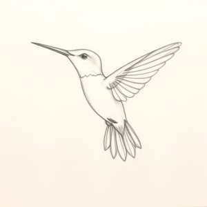 Loose Pencil Sketch Hummingbird Tattoo