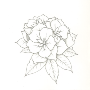 Loose Pencil Sketch Hydrangea Tattoo