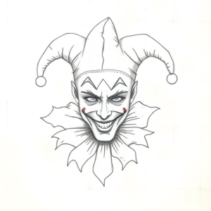 Loose Pencil Sketch Jester Tattoo