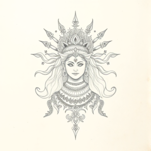 Loose Pencil Sketch Kali Tattoo