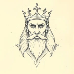 Loose Pencil Sketch King Tattoo