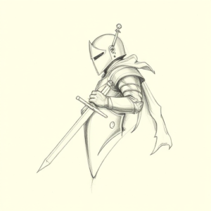 Loose Pencil Sketch Knight Tattoo