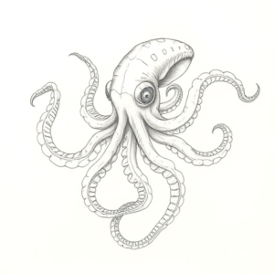 Loose Pencil Sketch Kraken Tattoo