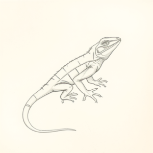 Loose Pencil Sketch Lizard Tattoo