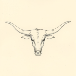 Loose Pencil Sketch Longhorn Tattoo