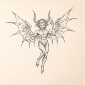 Loose Pencil Sketch Lucifer Tattoo