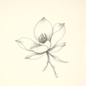 Loose Pencil Sketch Magnolia Tattoo