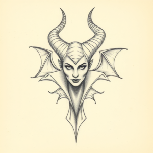 Loose Pencil Sketch Maleficent Tattoo