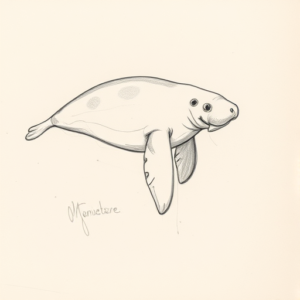 Loose Pencil Sketch Manatee Tattoo