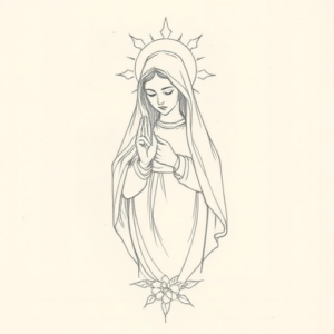 Loose Pencil Sketch Mary Tattoo