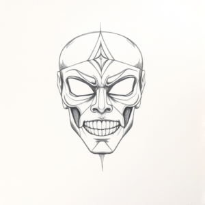 Loose Pencil Sketch Mask Tattoo