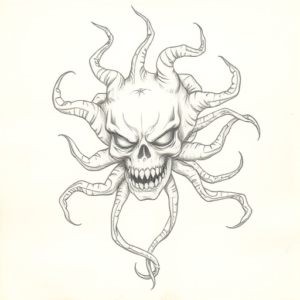 Loose Pencil Sketch Medusa Tattoo