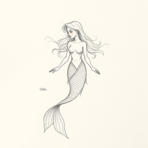 Loose Pencil Sketch Mermaid Tattoo