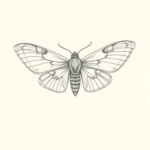 Loose Pencil Sketch Moth Tattoo