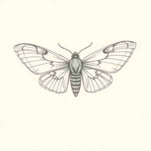 Loose Pencil Sketch Moth Tattoo