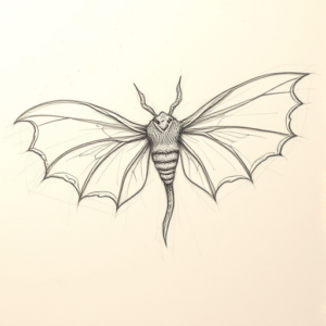 Loose Pencil Sketch Mothman Tattoo