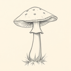 Loose Pencil Sketch Mushroom Tattoo