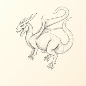 Loose Pencil Sketch Mythosaur Tattoo