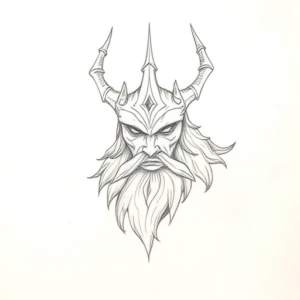 Loose Pencil Sketch Odin Tattoo