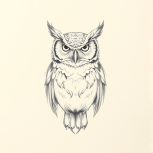 Loose Pencil Sketch Owl Tattoo