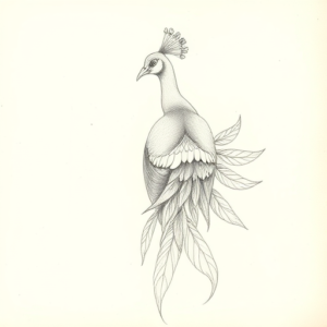 Loose Pencil Sketch Peacock Tattoo