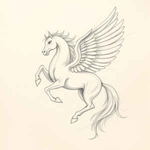 Loose Pencil Sketch Pegasus Tattoo
