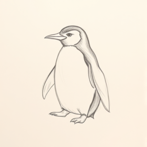 Loose Pencil Sketch Penguin Tattoo