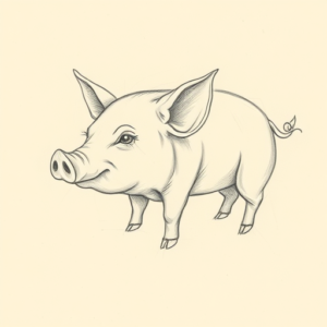 Loose Pencil Sketch Pig Tattoo