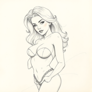 Loose Pencil Sketch Pinup Tattoo
