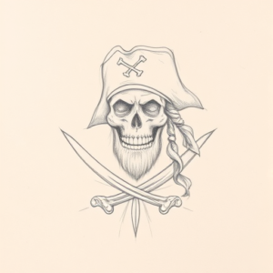 Loose Pencil Sketch Pirate Tattoo