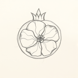 Loose Pencil Sketch Pomegranate Tattoo