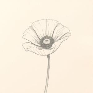 Loose Pencil Sketch Poppy Tattoo
