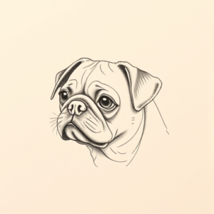 Loose Pencil Sketch Pug Tattoo