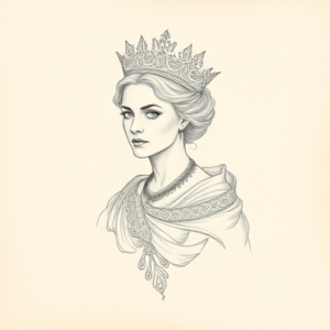 Loose Pencil Sketch Queen Tattoo