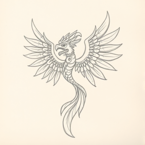 Loose Pencil Sketch Quetzalcoatl Tattoo