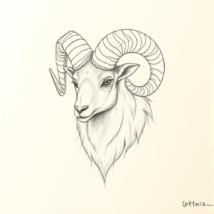 Loose Pencil Sketch Ram Tattoo